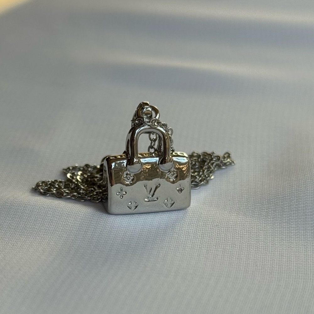 Elegant Silver Handbag Pendant Necklace
